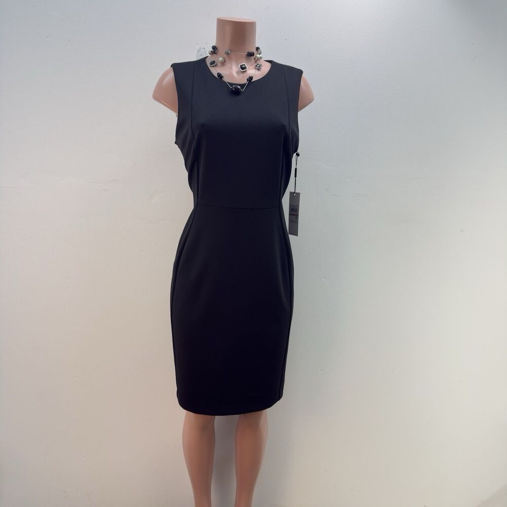 NEW Calvin Klein Dress Sheath Smooth Scuba Classic Black Women’s Sz 12 - Picture 3 of 15